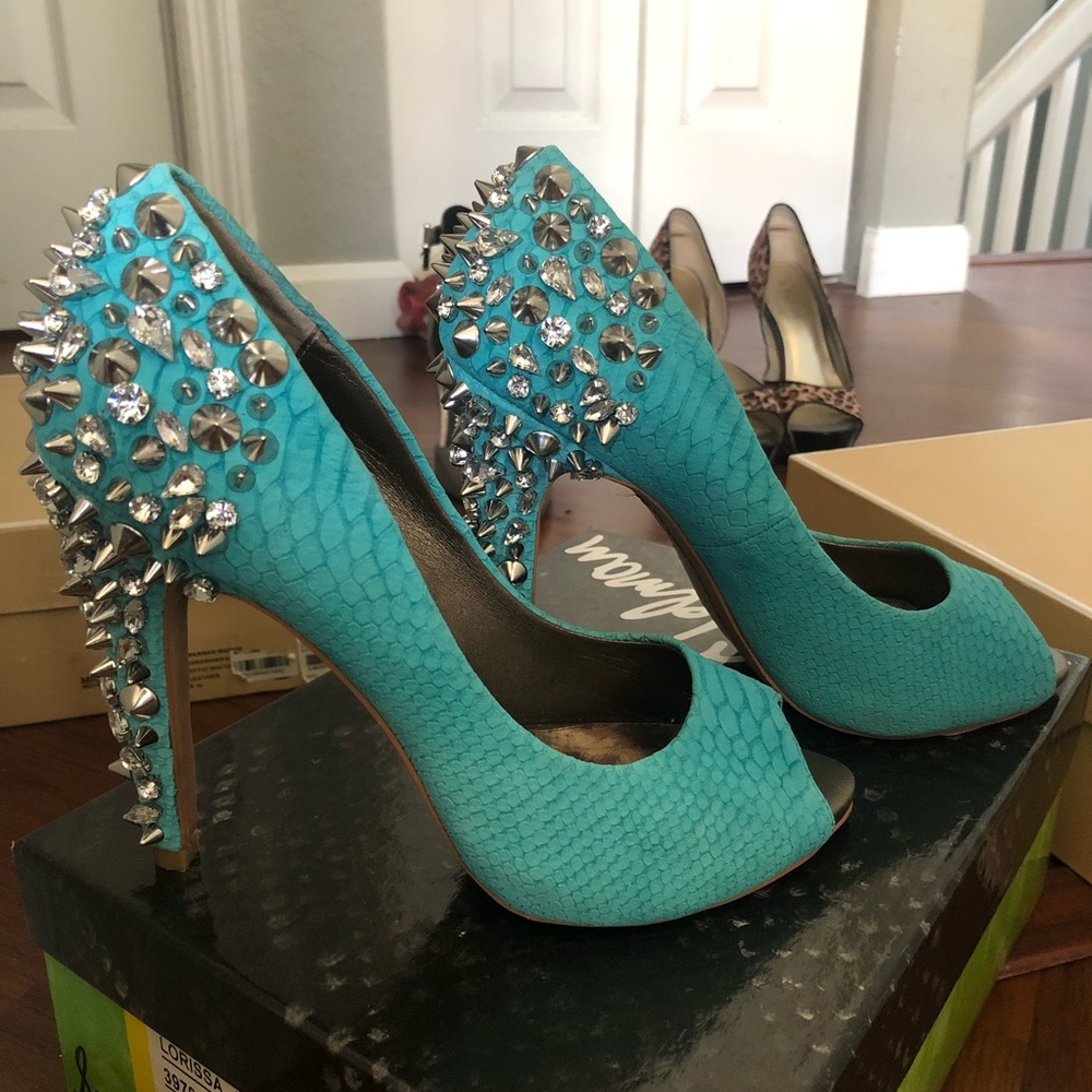 Sam Edelman Peep Toe Lorissa Heels - Aqua